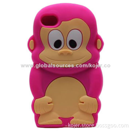 Lovely Monkey Silicone Mobile Phone Case for iPhone 4/4S, OEM Orders Welcomed